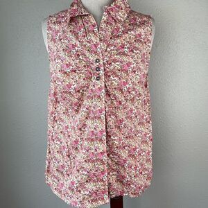 Bit & Bridle Floral Sleeveless Western Shirt EUC